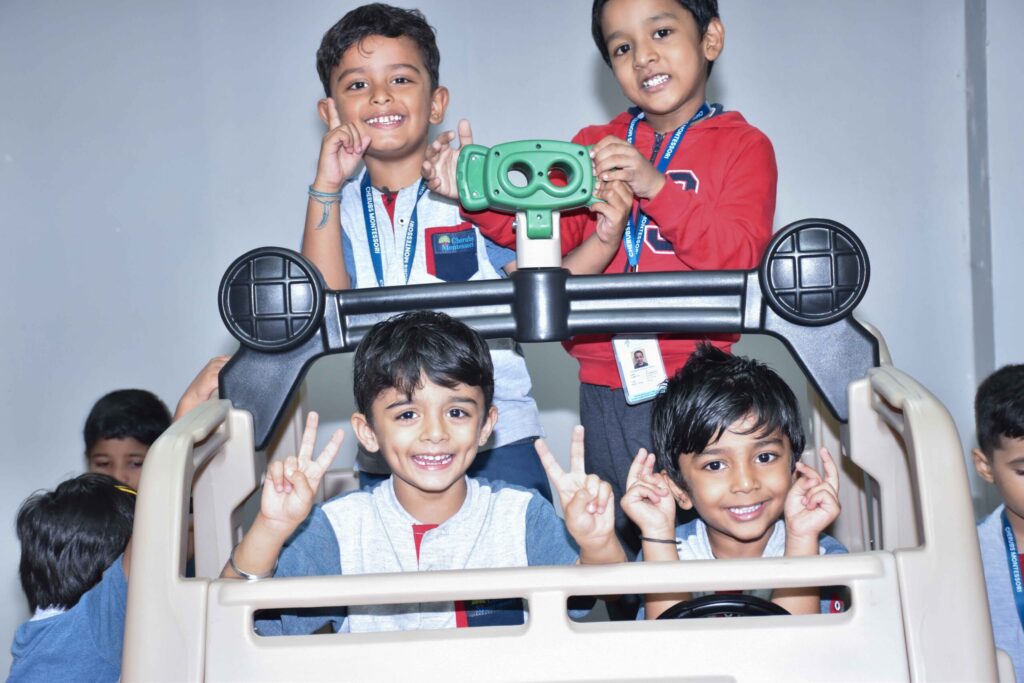kids enjoying and playing with car minature