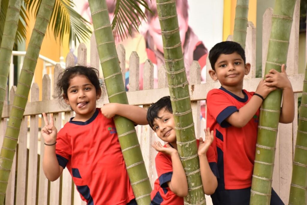 kids playing and mingling with environment