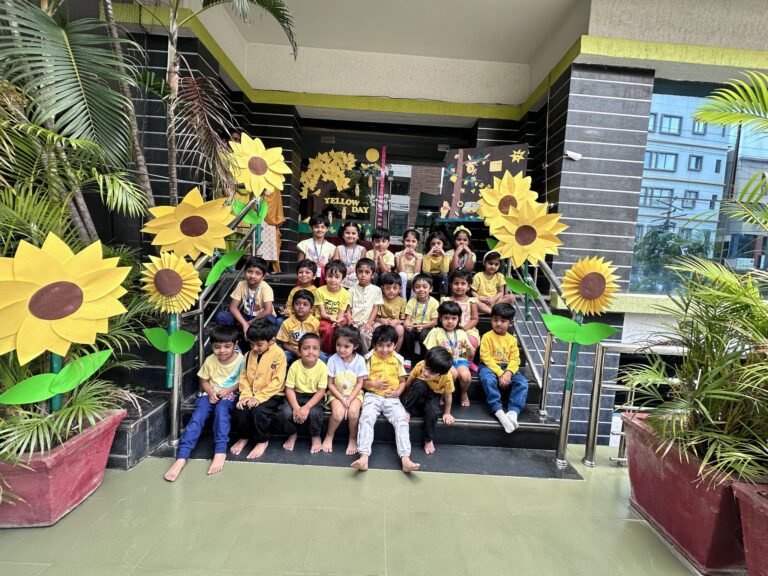 kids celebrating yellow colour day at Cherubs