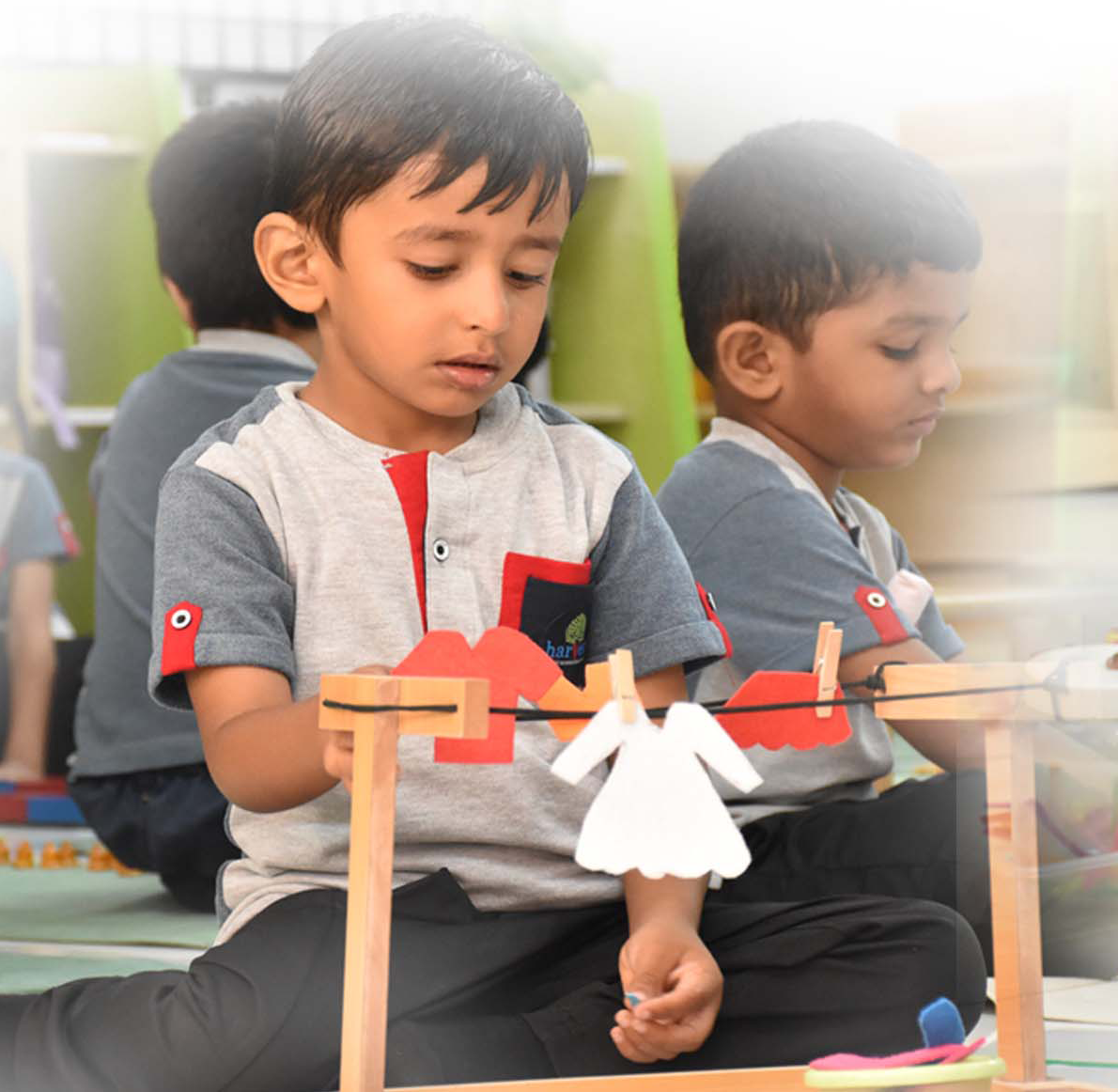 Children Performing Montessori Practical Life Activities at Cherubs HSR