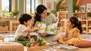 Storytelling for kids with interactive activities in early childhood learning